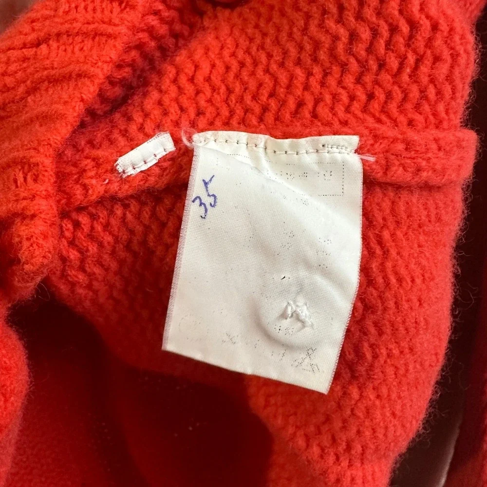 Paco Rabanne Paris French Poppy Red Knit Button Cardigan Sweater Women's‎ Small